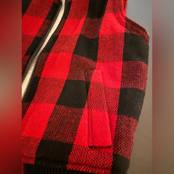 MADEWELL Ladies Red/Black Wool Checkered Full Zip Vest sz XXS - Picture 7 of 7